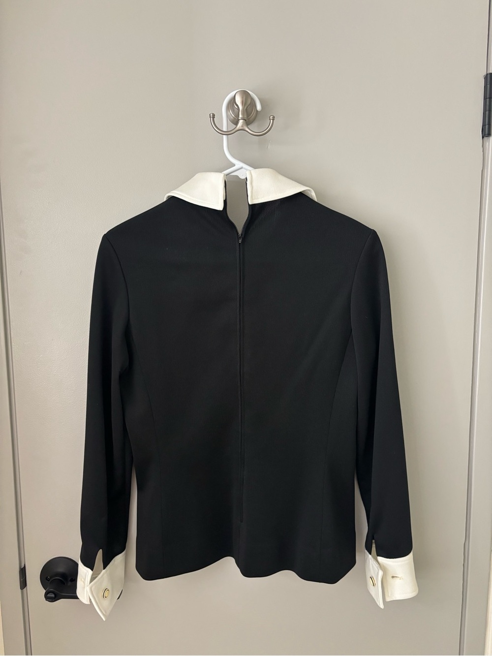 Vintage Kimberly Black Ivory Collar Knit Top Jacket Size 10 - Picture 3 of 7